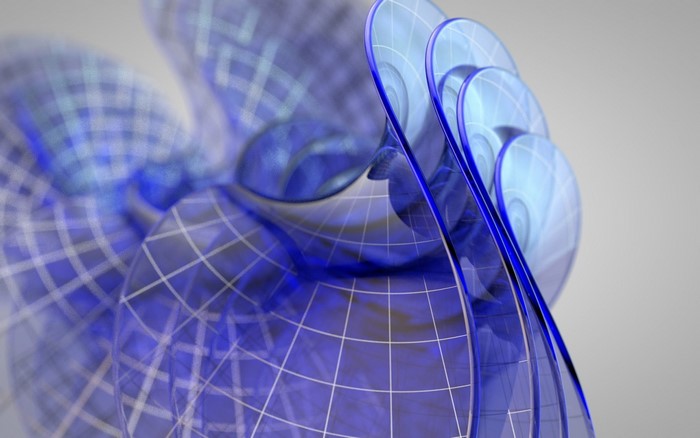 Abstract blue 3D render with grid pattern