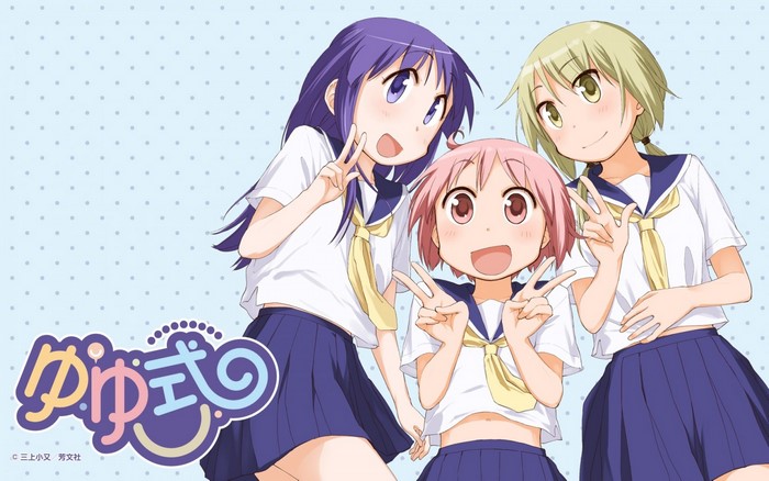 Yuyushiki Anime Illustration with Three Girls
