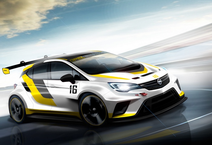 Opel Astra TCR race car with "16" and "Opel Motorsport" livery