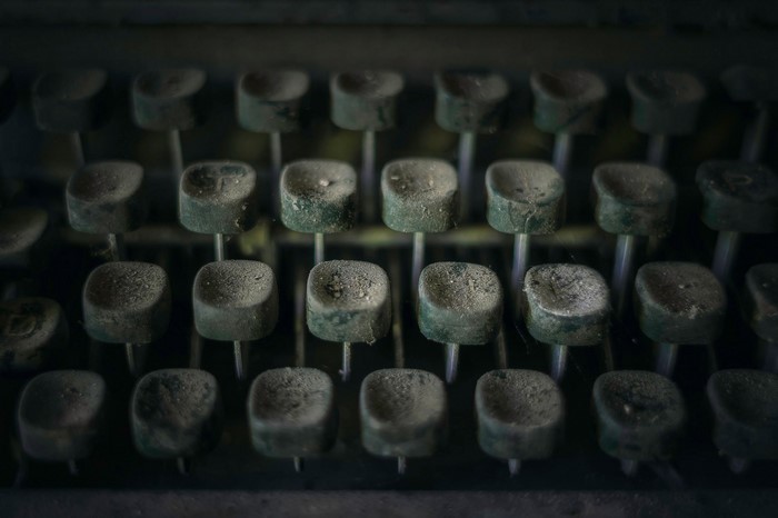 Close-up of dusty typewriter keys