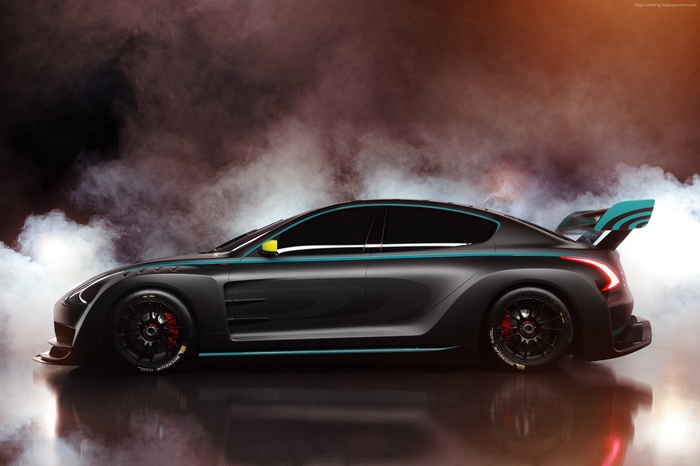 Thunder Power Race electric car with spoiler