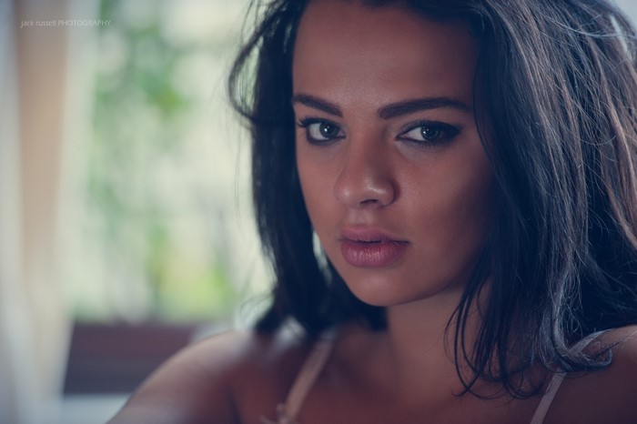 Woman with long dark hair, portrait photography