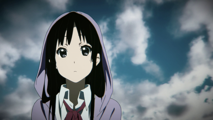 Akiyama Mio from K-On! in front of clouds
