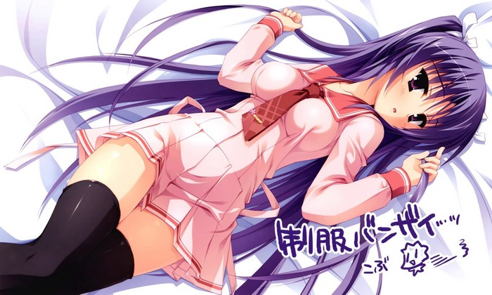 Anime girl in school uniform lying down