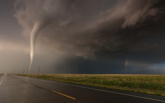Tornado and Rainbow Over New Mexico Field