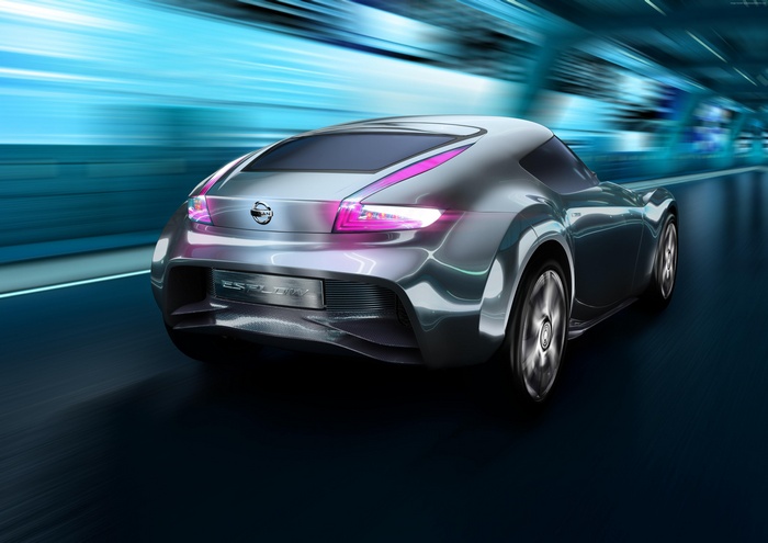 Nissan Esflow concept sports car driving through a tunnel