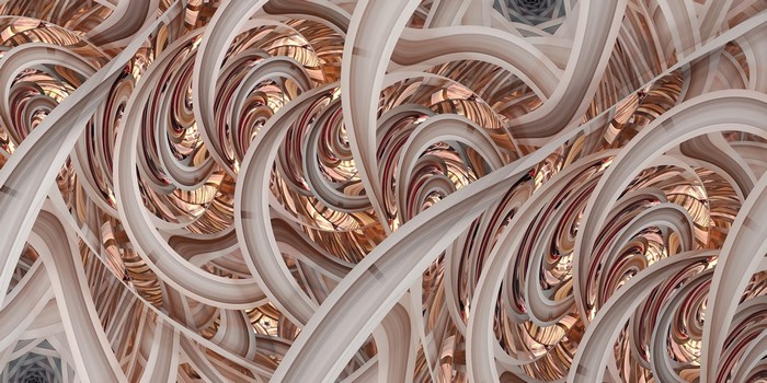 Fractal Architecture with Golden and Wood Tones