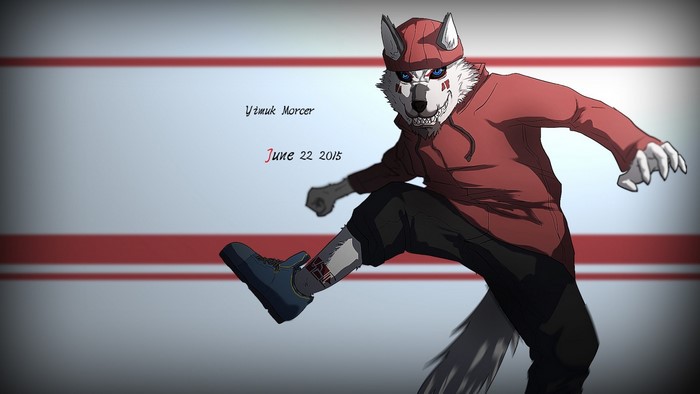 Furry character in red hoodie and cap