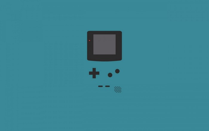 Minimalist Game Boy design on teal background
