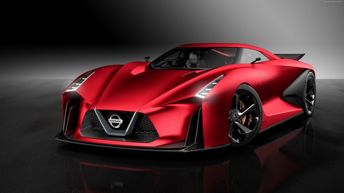 Red Nissan 2020 Vision Gran Turismo concept sports car