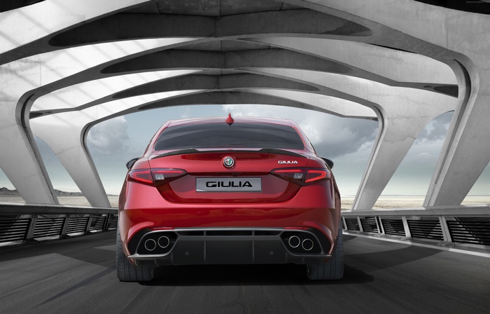 Red Alfa Romeo Giulia rear view