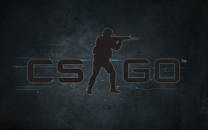 CS GO logo with silhouette of soldier