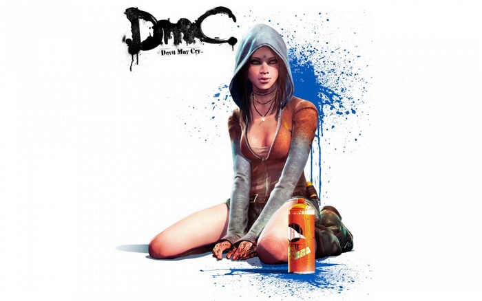 Kat from DmC Devil May Cry with spray paint