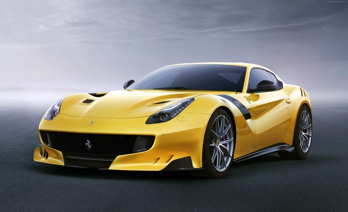 Yellow Ferrari F12 TDF Sport Car