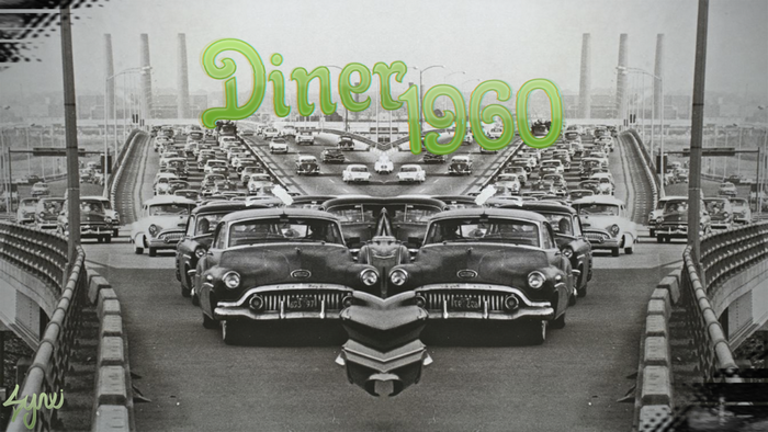Diner 1960 traffic jam on a bridge