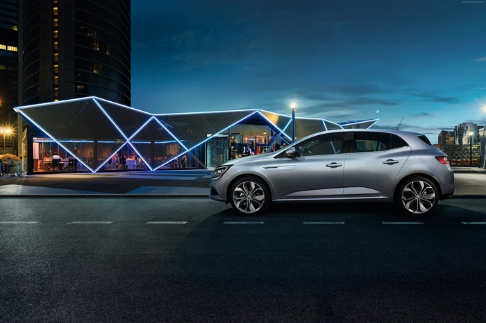 Renault Megane Hatchback at Night in City