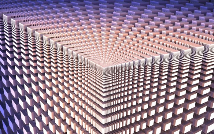 Fractal pattern of stacked cubes with gradient lighting
