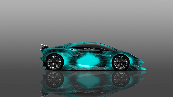 Blue Lamborghini Elemento supercar with abstract design