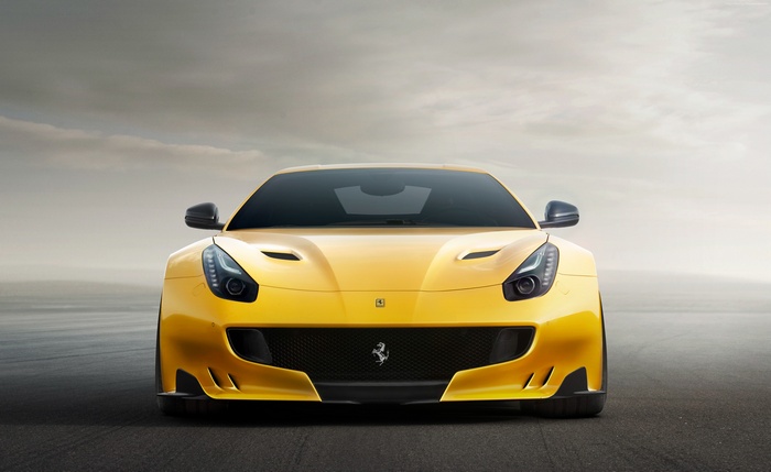 Yellow Ferrari F12 TDF sport car