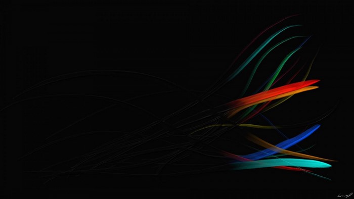 Abstract colorful light streaks on black background