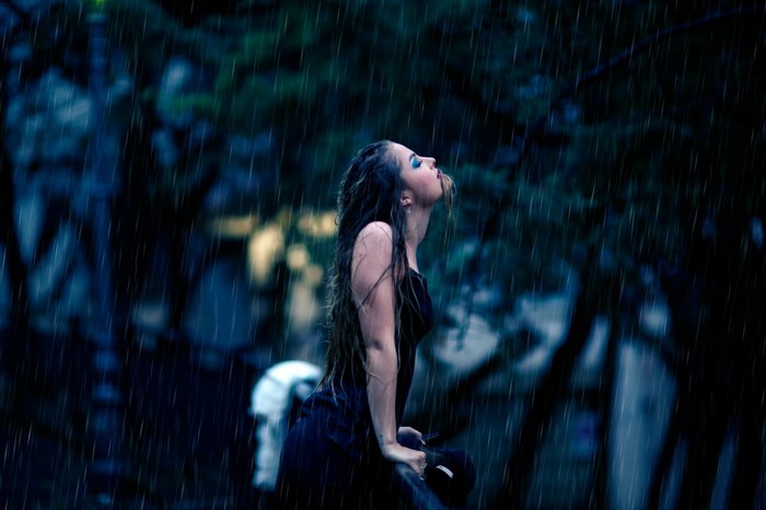 Woman in the rain