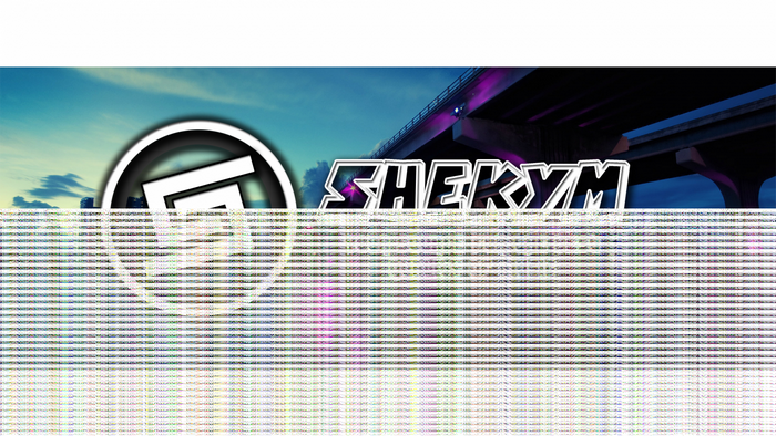 Shekym logo with city and bridge background