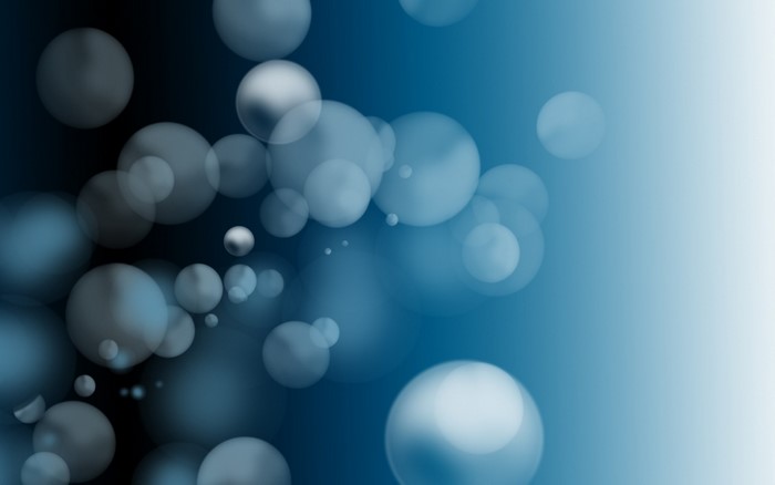 Abstract blue spheres with light effects