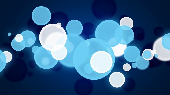 Abstract blue and white bokeh circles