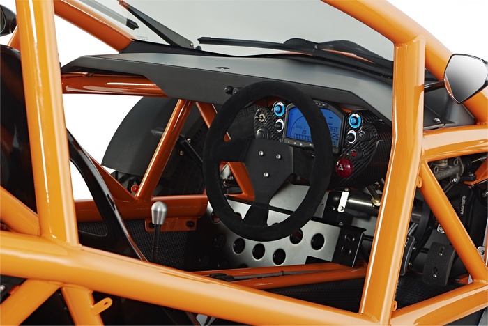 Ariel Nomad interior with steering wheel and dashboard