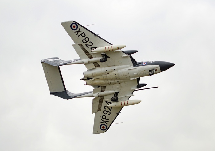 Royal Navy Sea Vixen fighter jet in flight