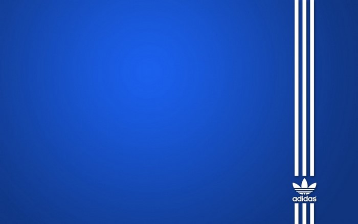 Adidas logo with three stripes on blue background