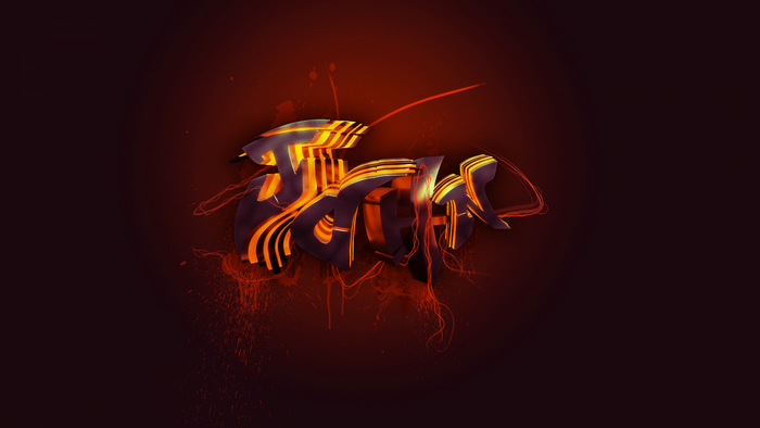 Digital art typography with fiery effect