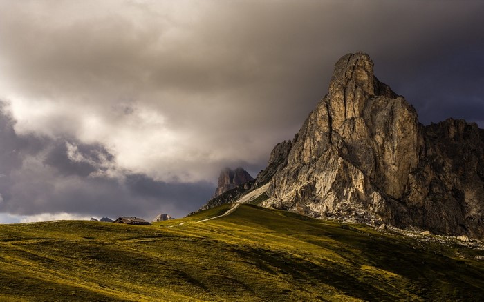 Dramatic Dolomites Mountain Landscape at Sunset