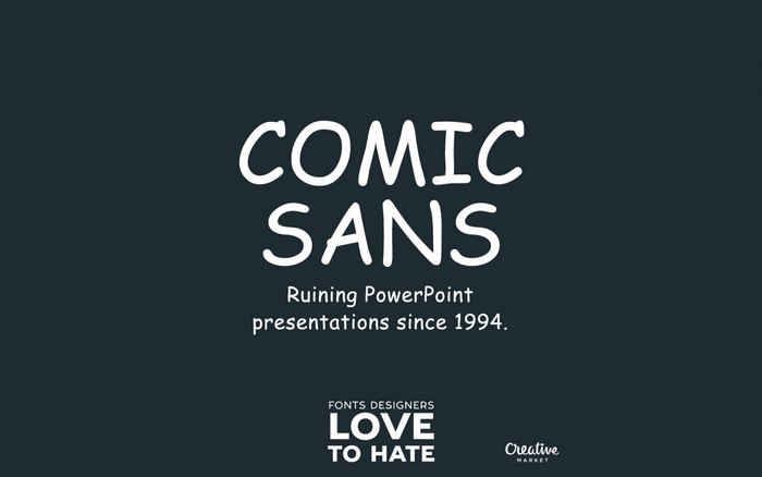 Comic Sans font presentation title card
