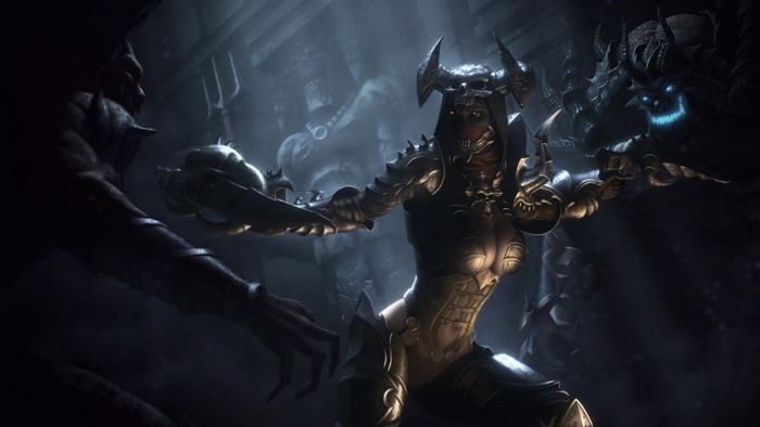 Fantasy art of demons and a warrior in armor