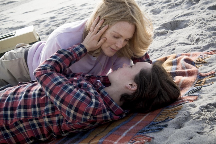 Julianne Moore and Ellen Page on a beach
