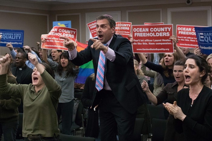 Steve Carell in Freeheld protest