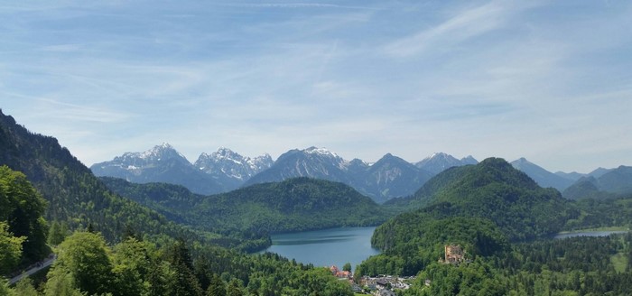 Lake Alpsee with Neuschwanstein Castle and Alps
