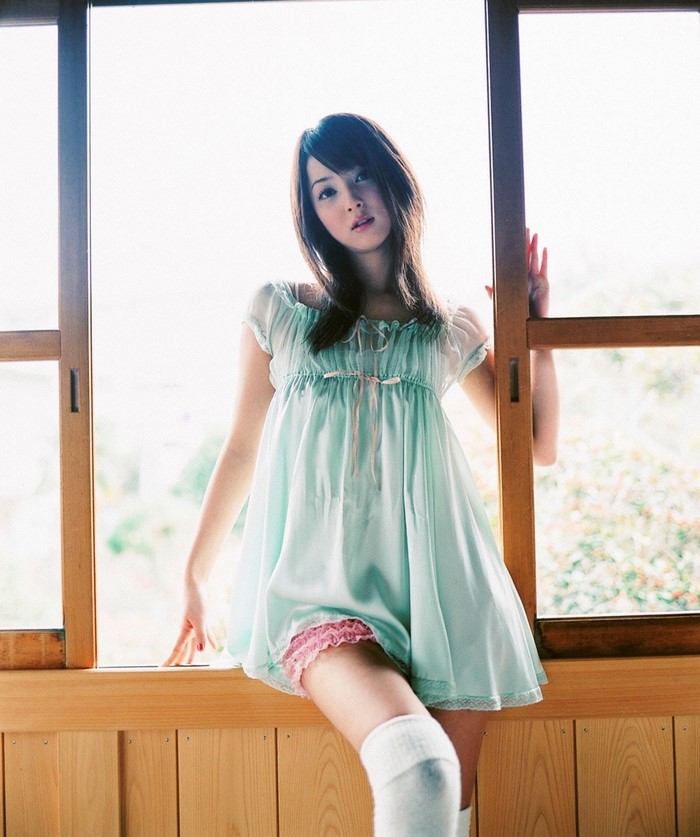 Sasaki Nozomi in a light blue dress