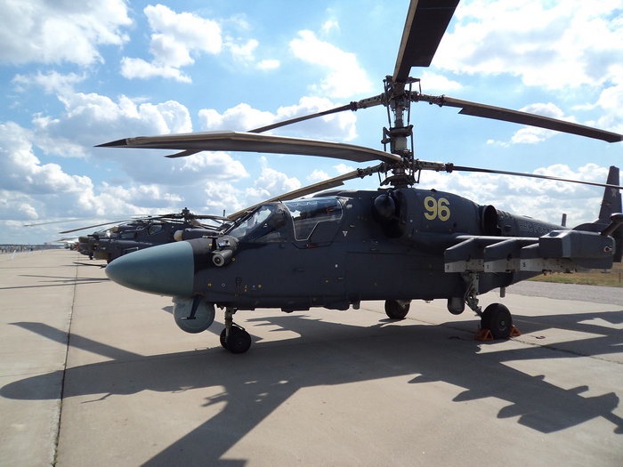 Russian Army Ka-52 helicopters on tarmac