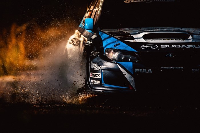 Subaru Rally Car Racing Through Dirt