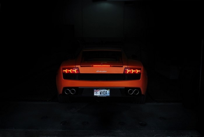 Orange Lamborghini Gallardo with custom license plate