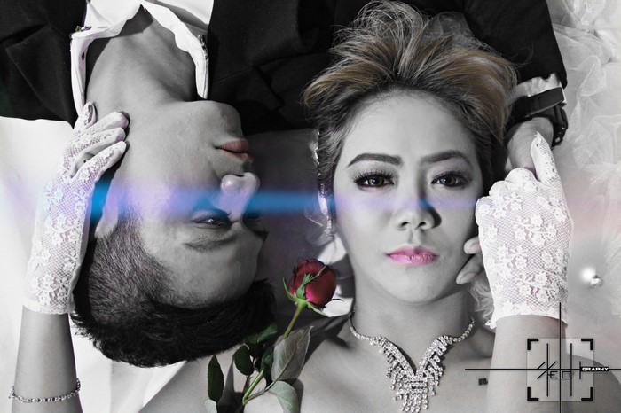 Couple with Rose and Lens Flare