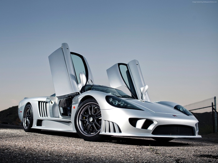 Silver Saleen S7 Twin Turbo with Doors Open