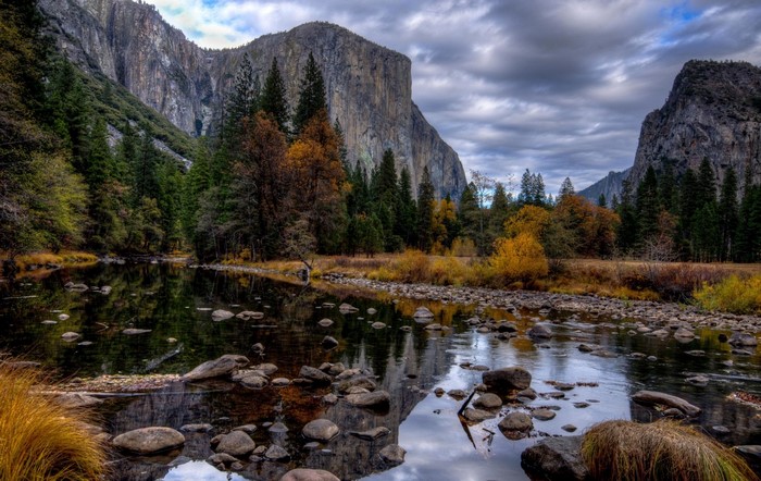 Serene Autumn Mountain Valley with Reflective River