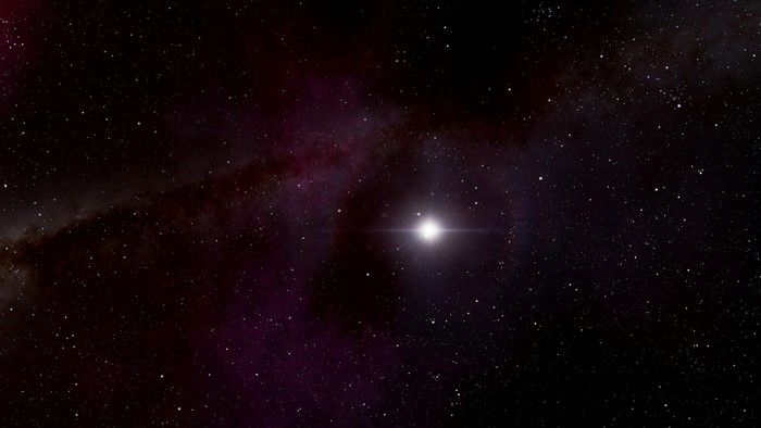 Star in a nebula with a galaxy
