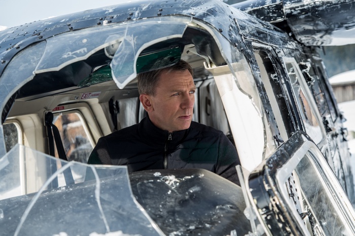 Daniel Craig in a damaged helicopter from Spectre