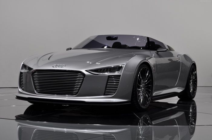 Silver Audi e-tron Spyder convertible concept car