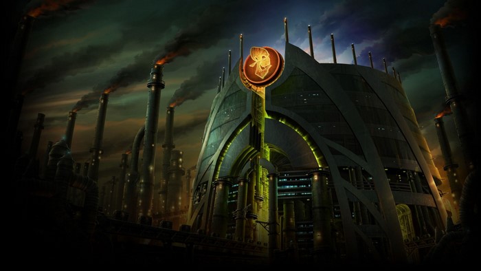Oddworld New 'n' Tasty! cityscape with smoking factories