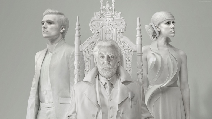 President Snow, Peeta, and Katniss from The Hunger Games